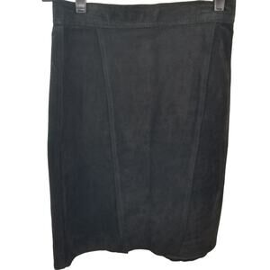 Tarazzia Internationale Black Suede Leather Lined Vintage Skirt   Size 9 10